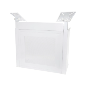 dj booth: equinox event booth with tv mount white